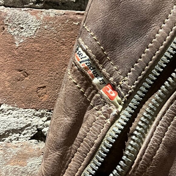 Diesel “Industry Division” Distressed Brown Leather Pants - Picture 9 of 13